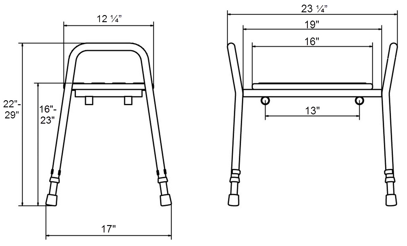 HeightAdjustable Steel Shower Stool with Armrests